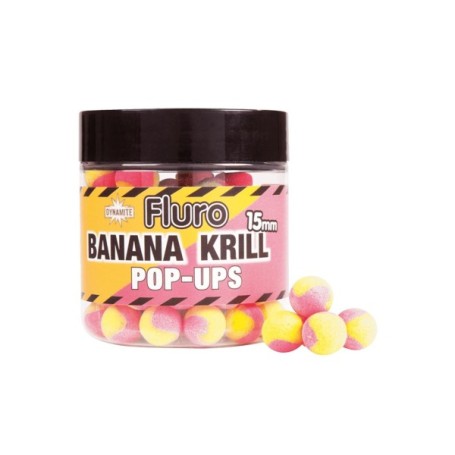 DYNAMITE BOILIES FLURO 2 TONE KRILL & BANANA 15MM