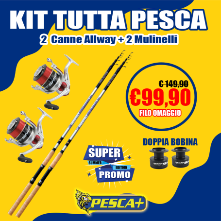 KIT TUTTA PESCA ALLWAY - 2 CANNE + 2 MULINELLI