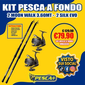 KIT PESCA A FONDO - 2 CANNE MOON WALK 3.60MT - 2 MULI SILK 4000