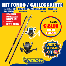 KIT PESCA A FONDO E BOLOGNESE - 2 CANNE 2 MULINELLI + OMAGGI