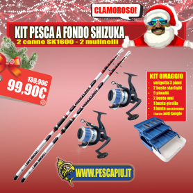 KIT PESCA A FONDO SHIZUKA SK1600 - 2 CANNE - 2 MULINELLI - VAIGETTA OMAGGIO