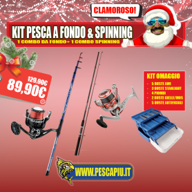 KIT PESCA A FONDO & SPINNING - 2 COMBO + VALIGETTA E ACCESSORI OMAGGIO
