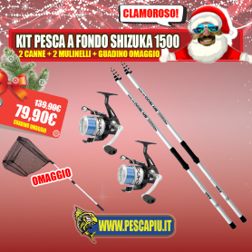 KIT PESCA A FONDO SHIZUKA 1500 - 2 CANNE 2 MULINELLI - GUADINO OMAGGIO