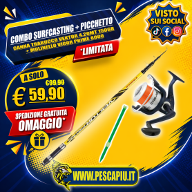 KIT SURFCASRING TRABUCCO VEKTOR 4.20MT 150GR + MULINELLO VIGOR PRIME 80 + PICCHETTO SURF