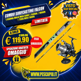 COMBO SURFCASTING FALCON WILD MAX 4.20MT + TICA WILY 9000 + FILO OMAGGIO